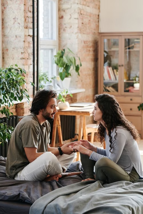 Couple talking together